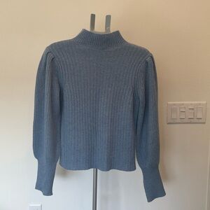 Aqua Dusty Blue Ribbed Turtleneck Sweater